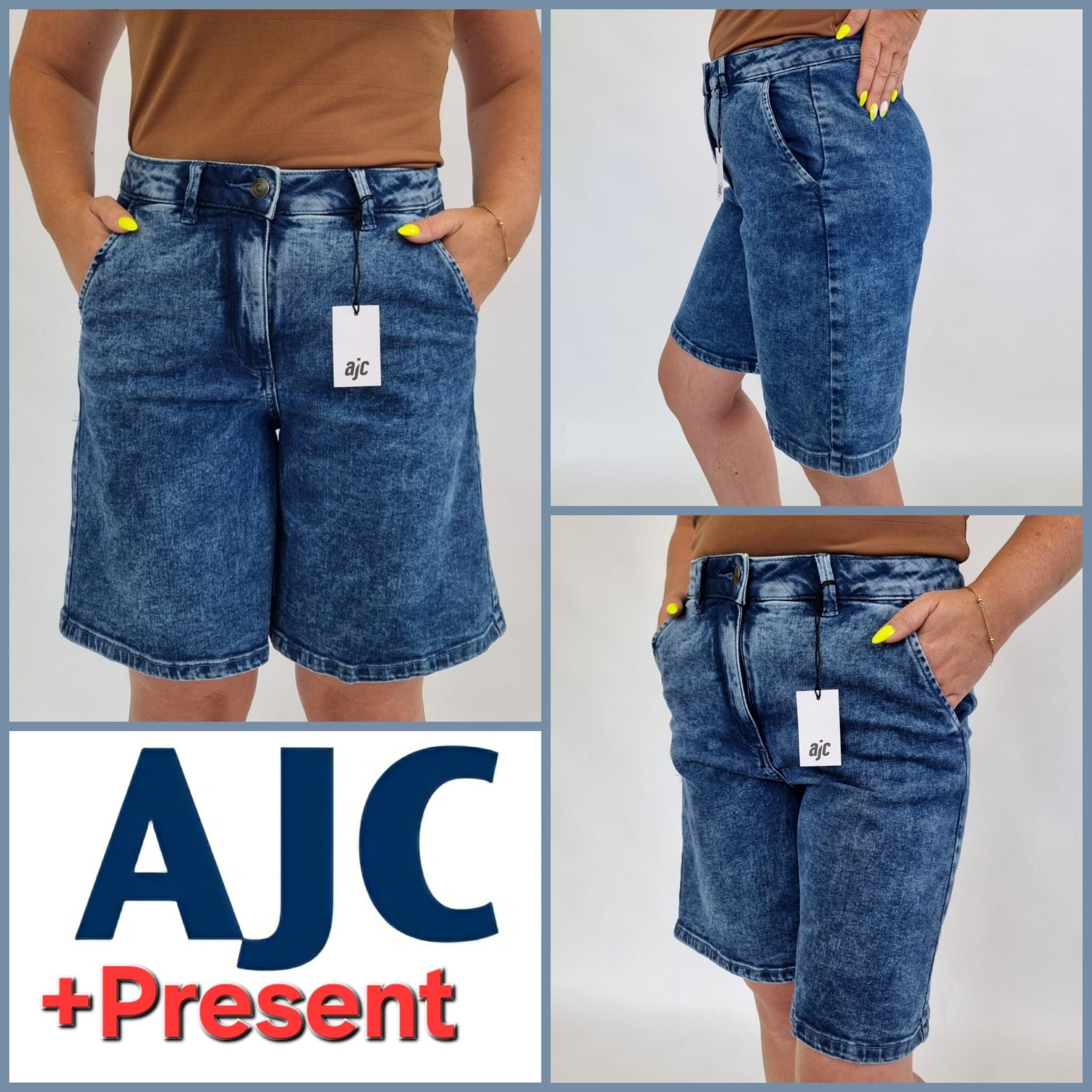 020240 Женские джинсовые шорты-бермуды AJC + подарок
