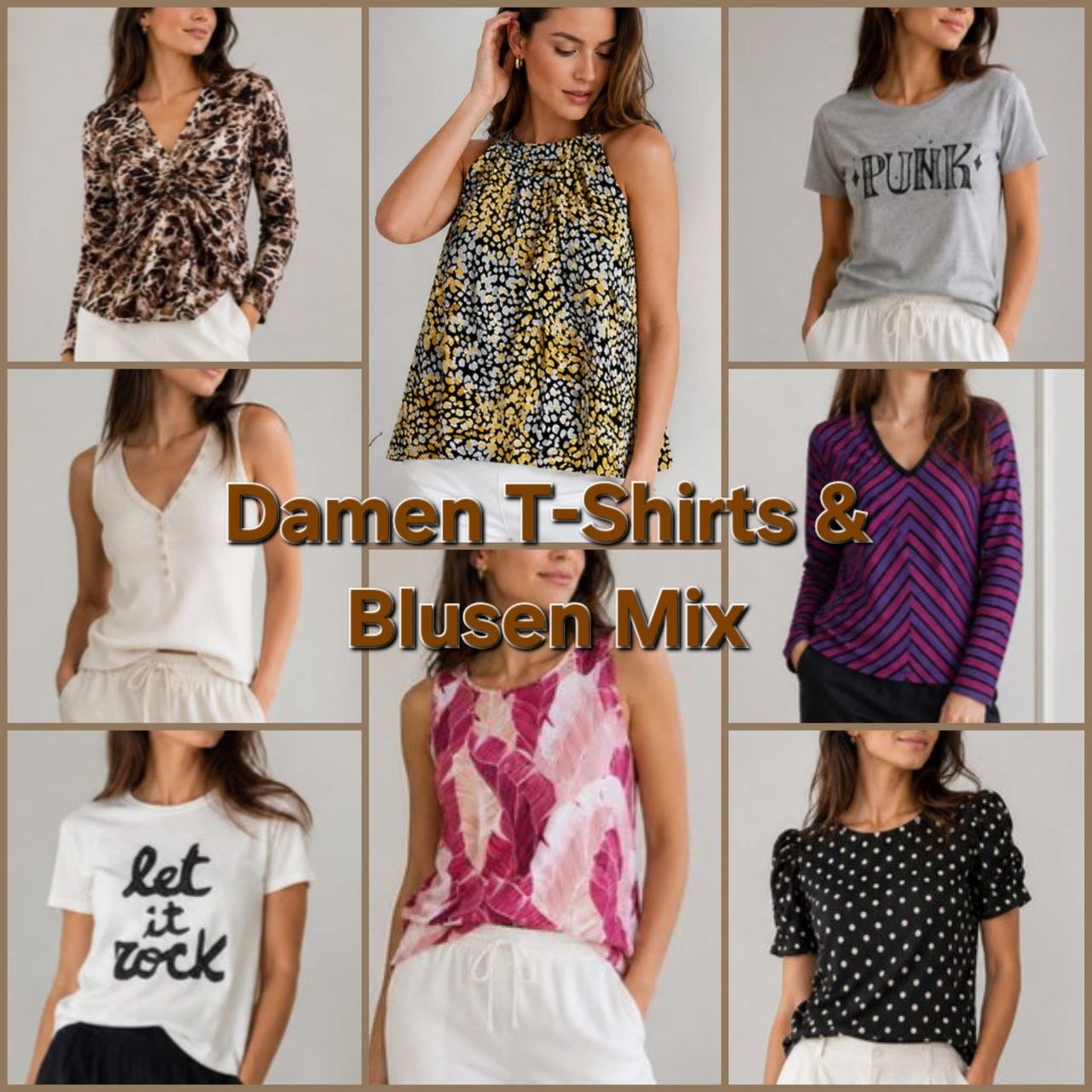 020135 Mélange de T-shirts + chemisiers pour femmes