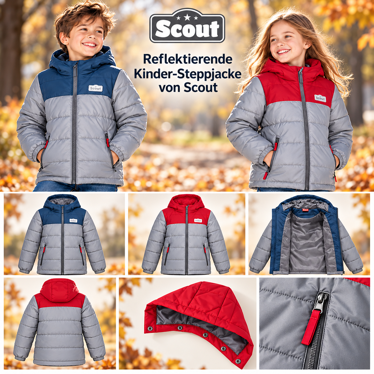 050087 Children's Reflective Quilted Jacket by Scout