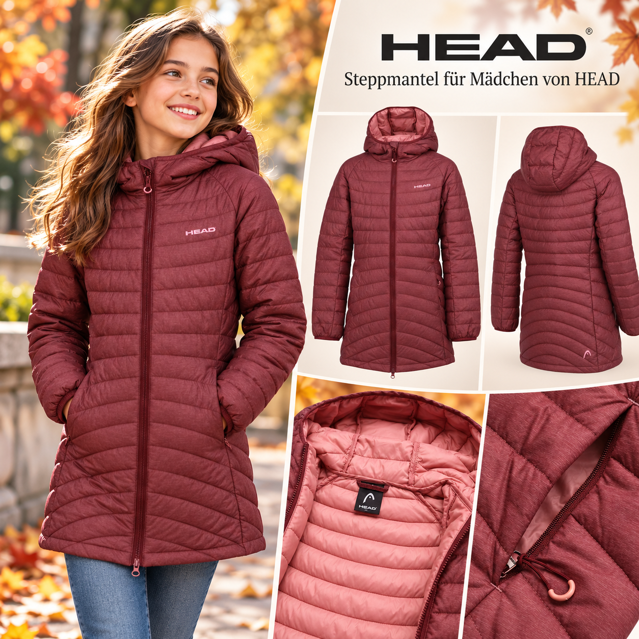 050230 Quilted Coat for Girls by HEAD