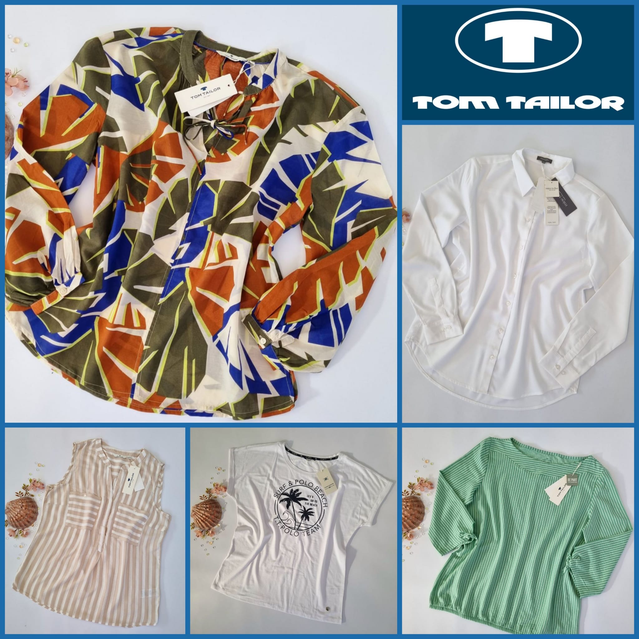 A mix of women's blouses and T-shirts from Tom Tailor